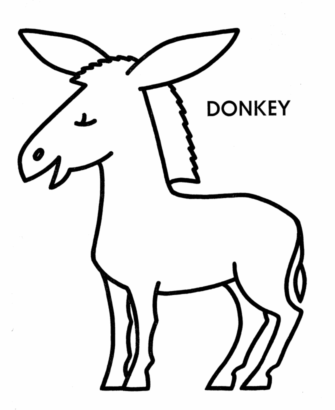 Farm Animal Coloring Pages | Printable Donkey outline Coloring 