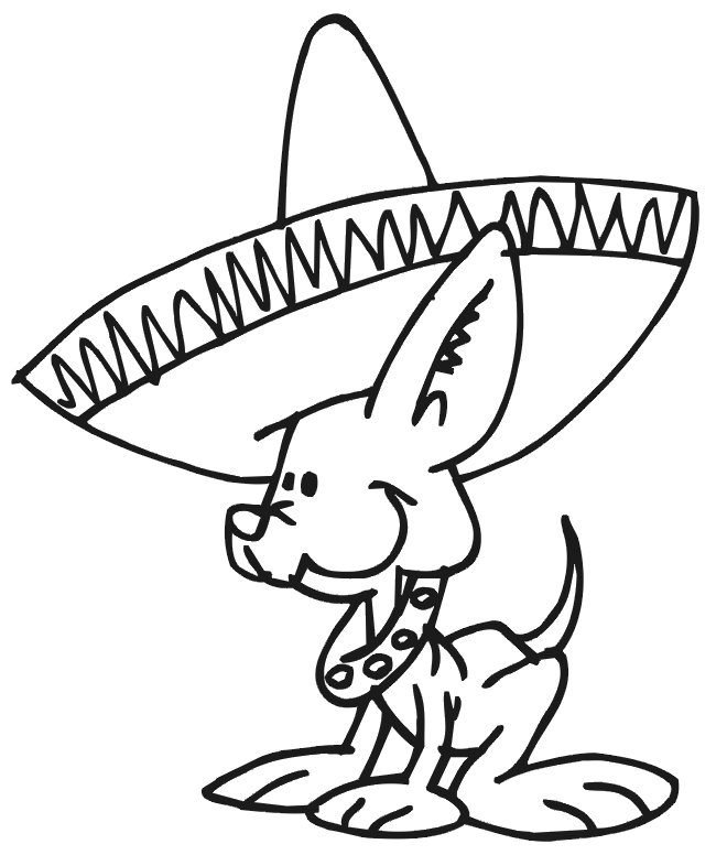 dog coloring page chihuahua wearing sombrero | thingkid.com