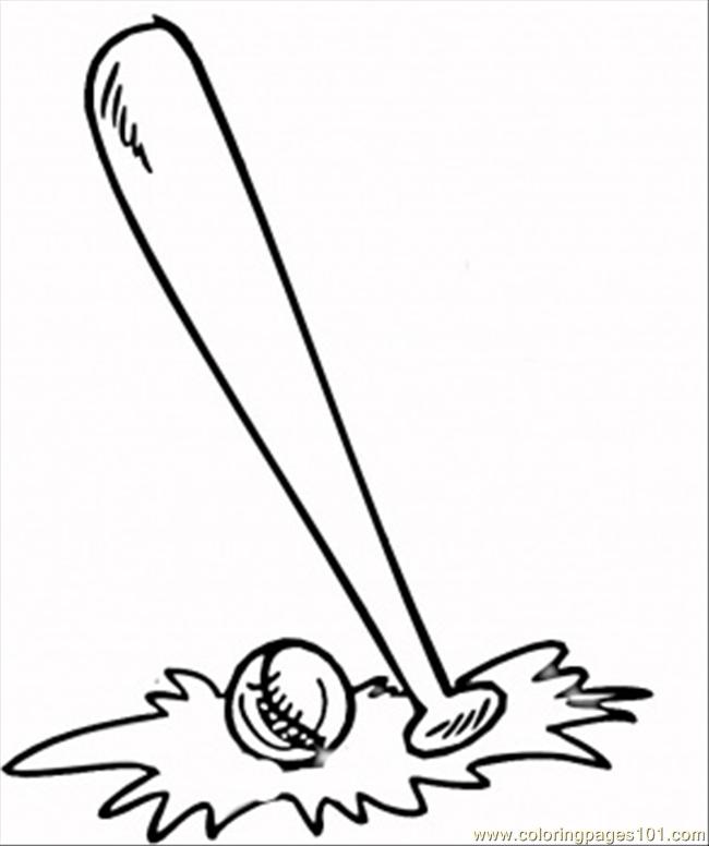 Coloring Pages Baseball Bat And Ball (Sports  Baseball) - free 