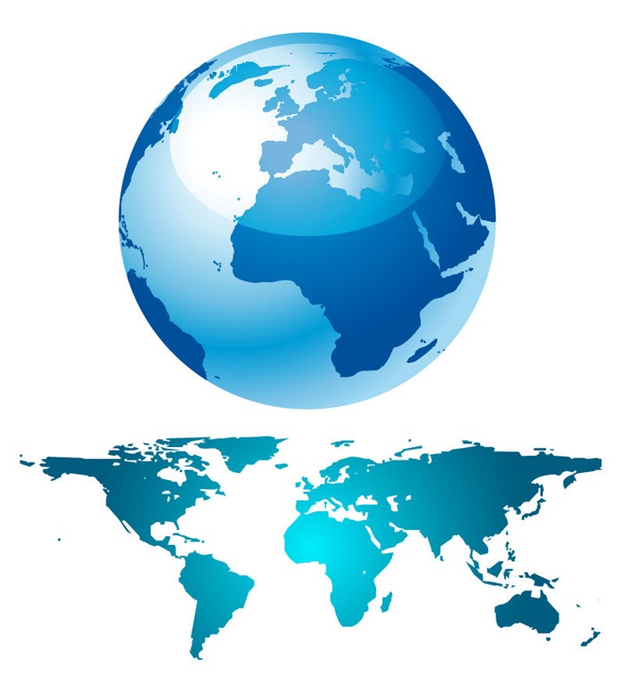 Blue Globe And World Map | Free Vector Graphics | All Free Web 