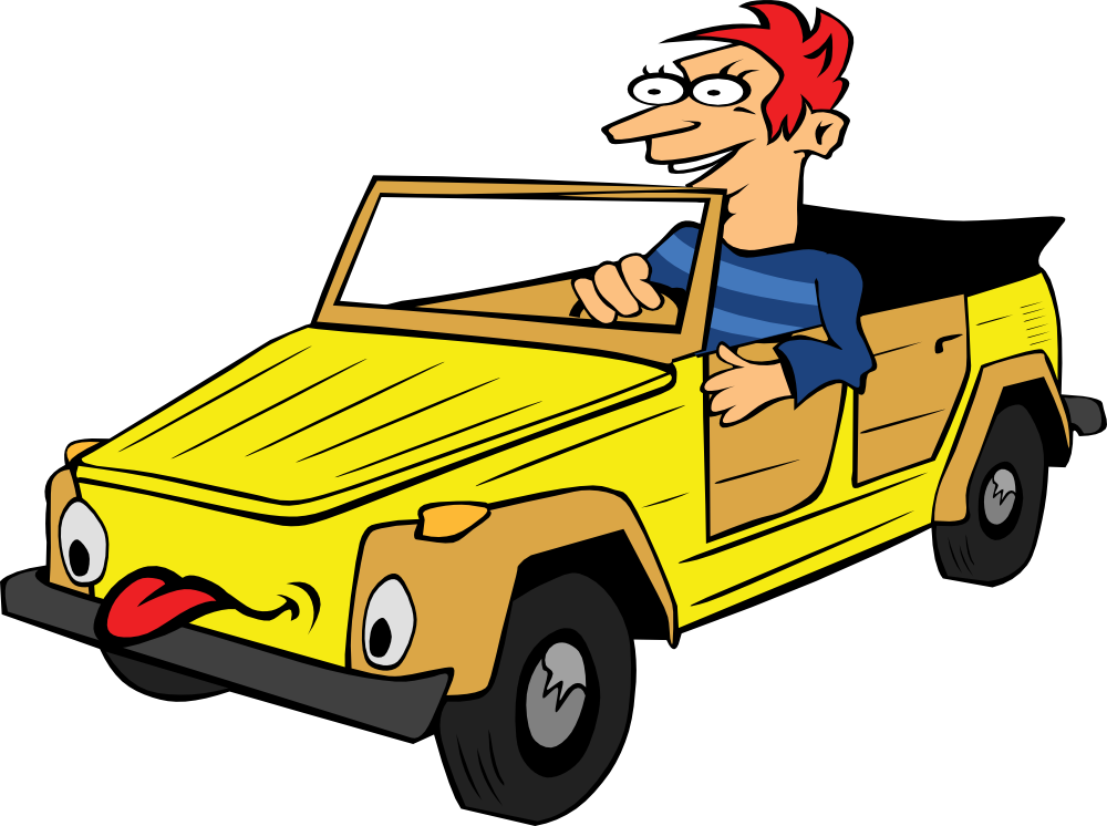 OnlineLabels Clip Art - Boy Driving Car Cartoon