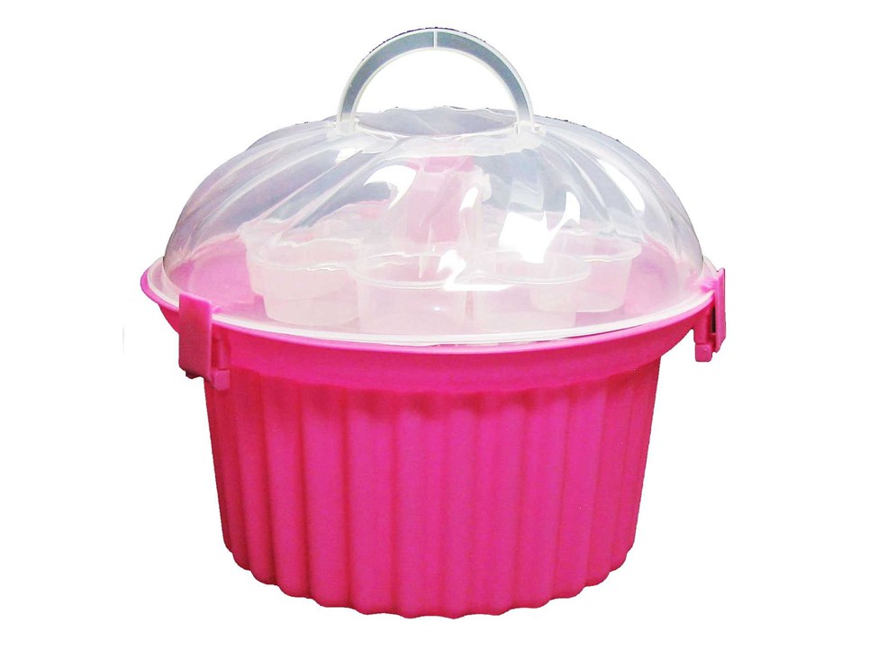 Sunny Side Up Bakery Pink Cupcake Shaped Cupcake Holder with Clear 