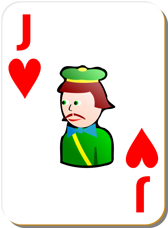 White Deck Jack of Hearts Clipart, vector clip art online, royalty 