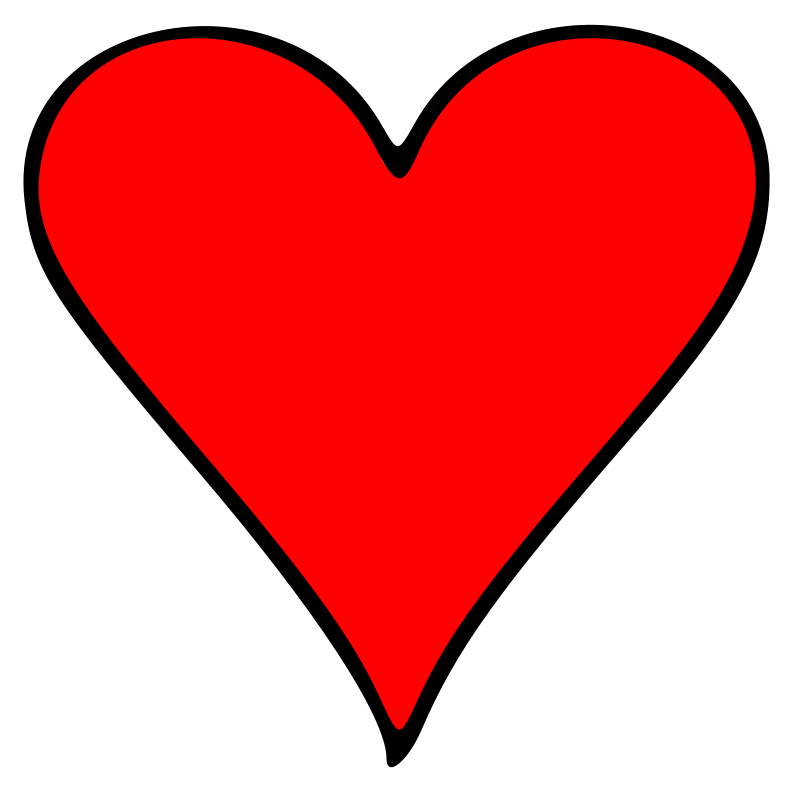 Clipart - Outlined Heart Playing Card Symbol - Clipart library 