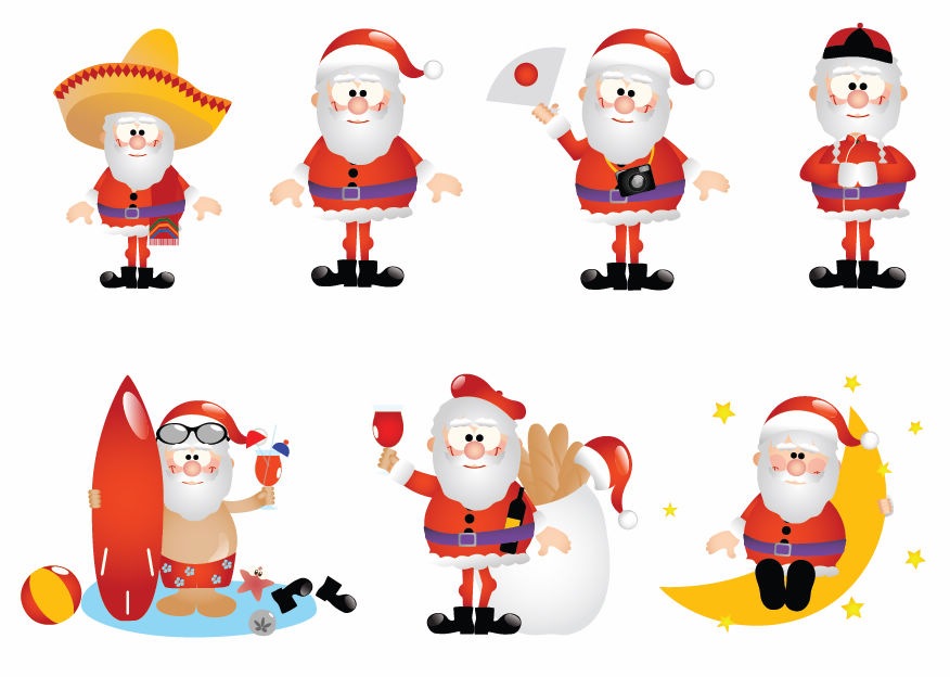 Cartoon Santa Vector Set | Free Vector Graphics | All Free Web 