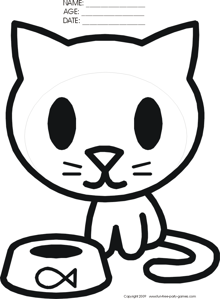 cute cartoon cat coloring pages