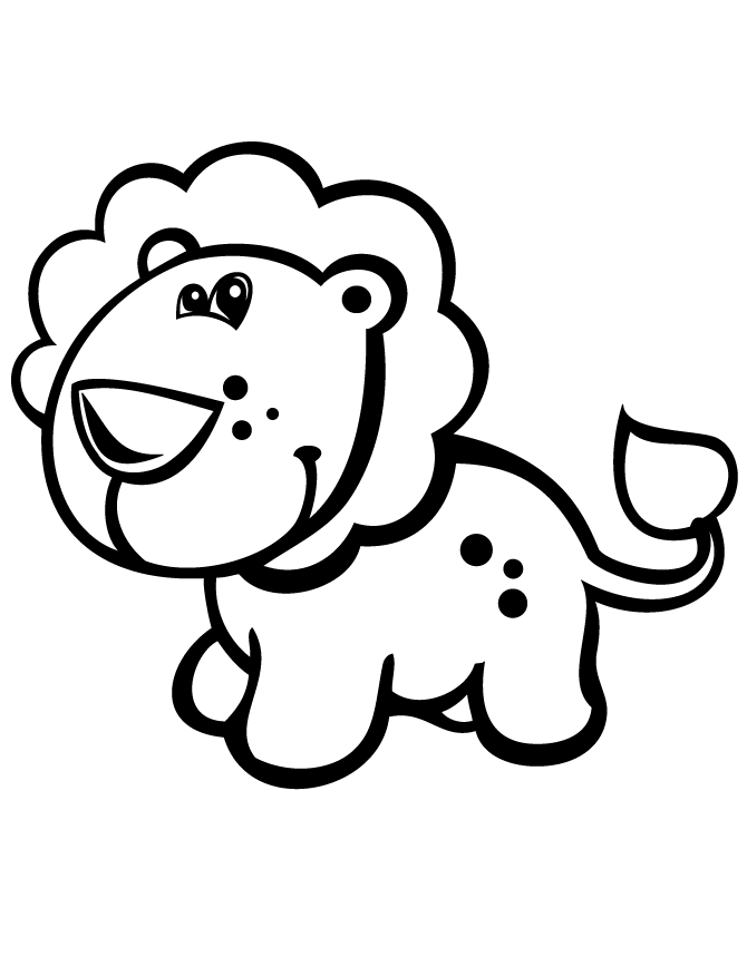 Cute Cartoon Lion Coloring Page | HM Coloring Pages