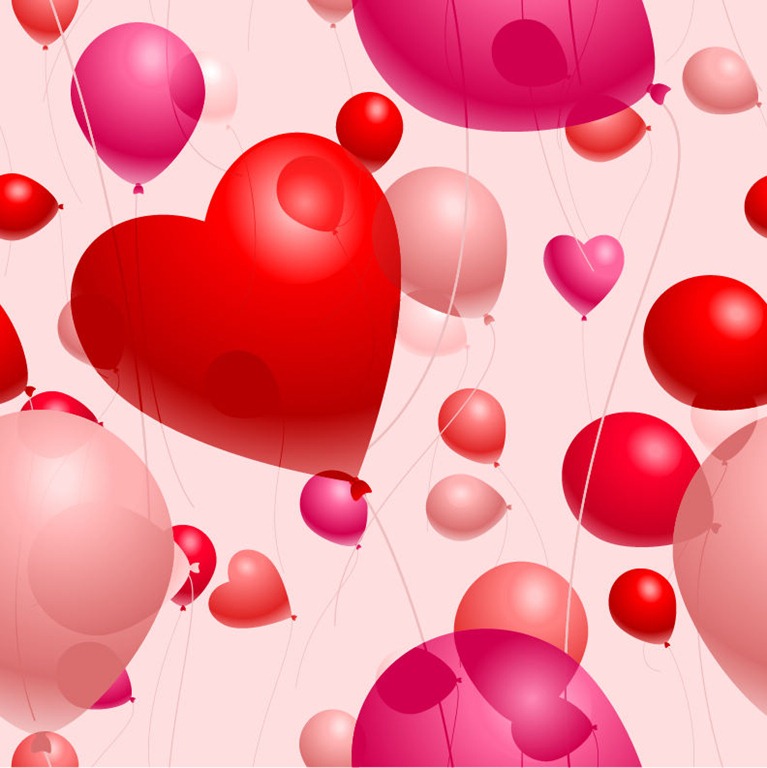 Romantic Heart-Shaped Balloons Valentine's Day Vector Illustration 