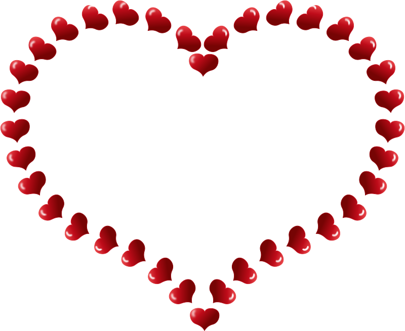 Clipart - Red Heart Shaped Border with Little Hearts - ClipArt 