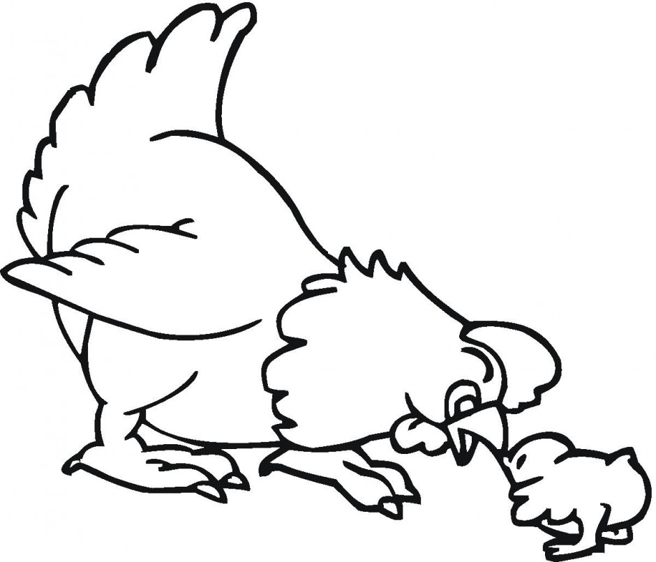 Hen And Chick Coloring Online Super Coloring Clipart library 293360 