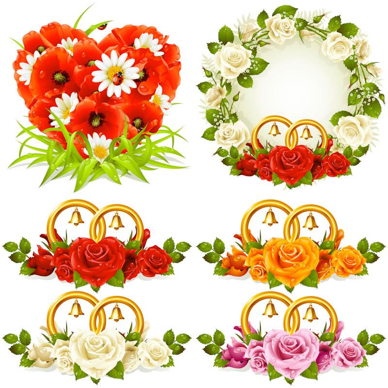 Floral wedding decoration elements vector | Vector Graphics Blog