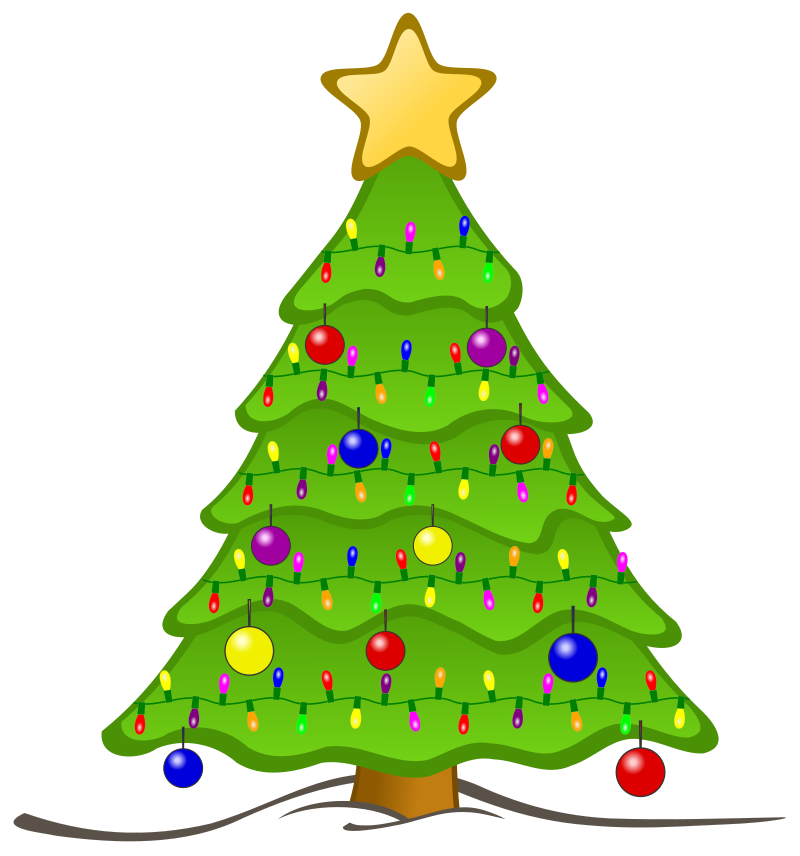 Free Christmas Tree with Lights Clip Art