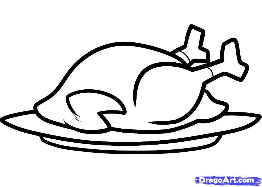 How to Draw a Thanksgiving Turkey, Cooked Turkey, Step by Step 