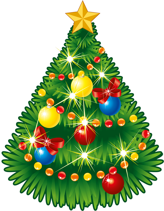Transparent Christmas Tree with Star PNG Clipart