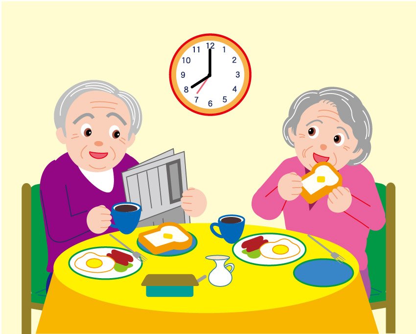 Vector old couple eating breakfast | Vector Images - Free Vector 