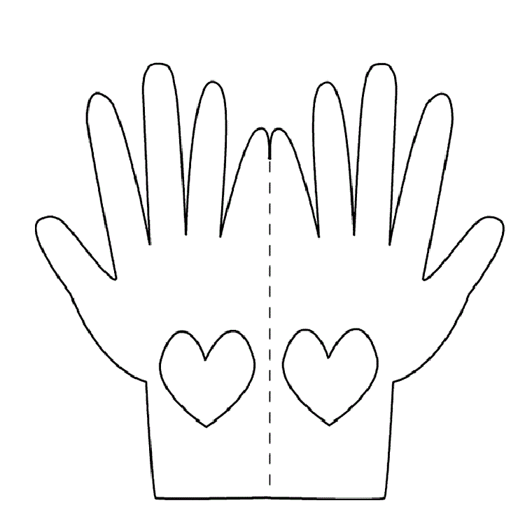 Hands Love Card Template to Print and Color | Free Coloring Pages
