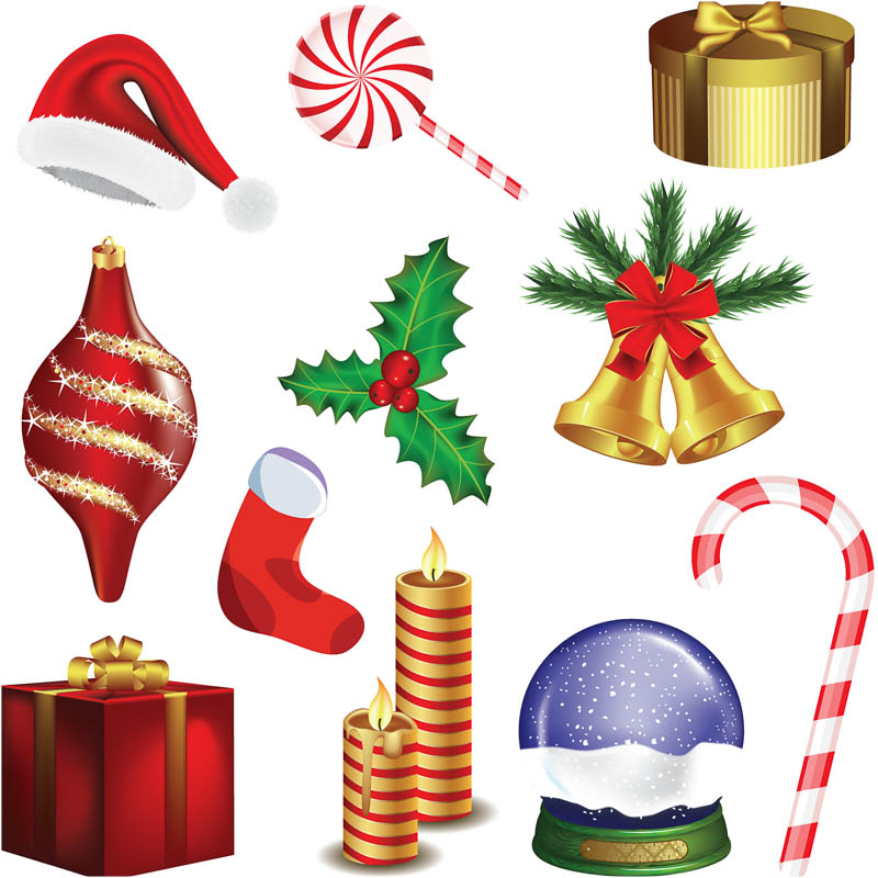 Christmas decoration set vector | Vector Graphics Blog