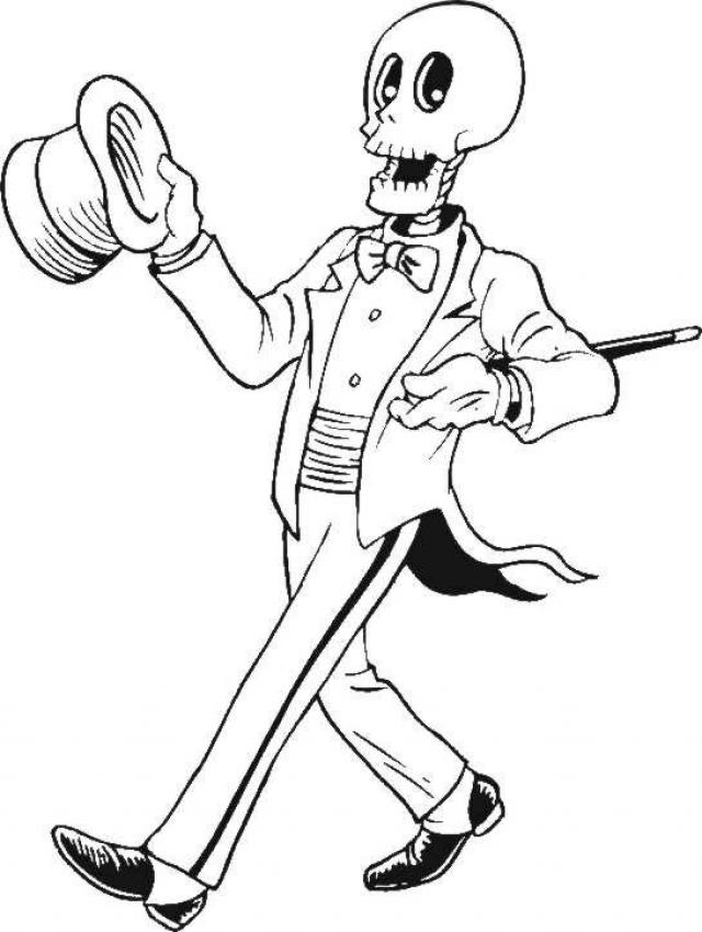 SKELETON coloring pages - Gentleman Skeleton