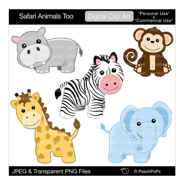clip art jungle digital clipart monkey zebra giraffe elephant - Safar�