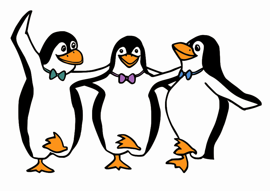Dancing Penguins medium 600pixel clipart, vector clip art 