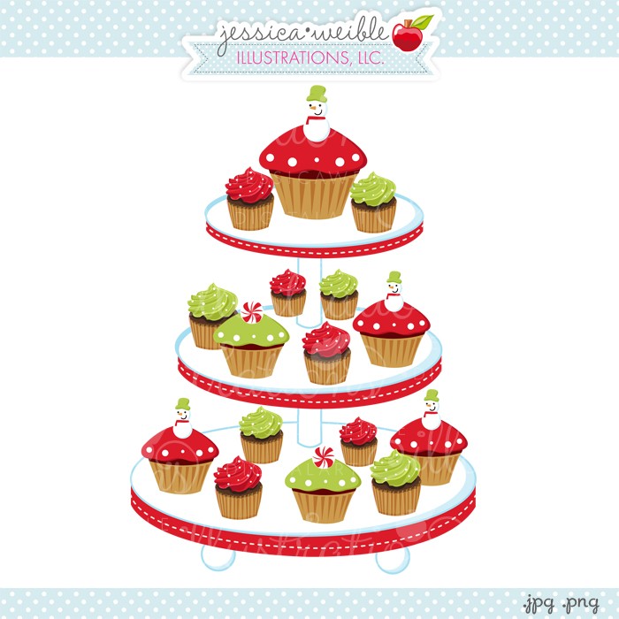Christmas Cupcake Tower - JW Illustrations