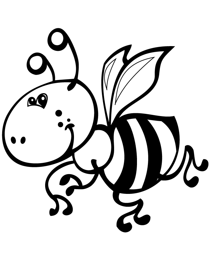Cute Bumble Bee For Kids Coloring Page | Free Printable Coloring 