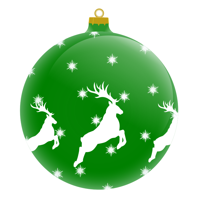 Free Christmas Ball with Reindeer Design Clip Art