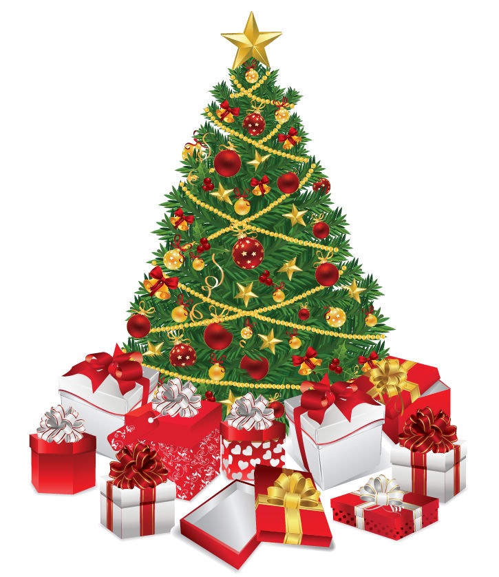 Christmas Tree with Gifts Vector Illustration | Free Vector 
