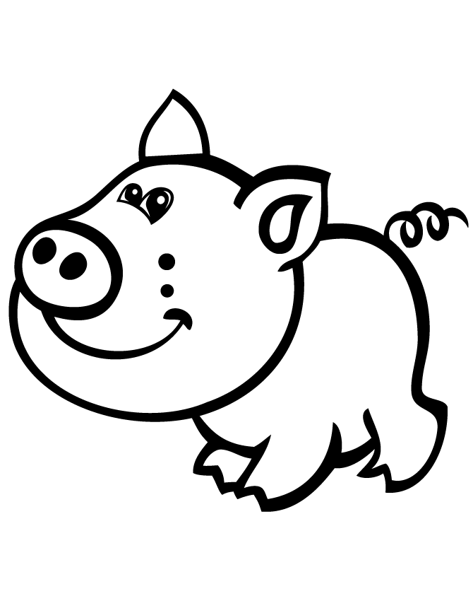 Cute Pig Cartoon Coloring Page | HM Coloring Pages