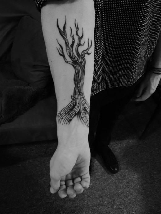 Music style black tree tattoo | Clipart library › Tattoo Designs 