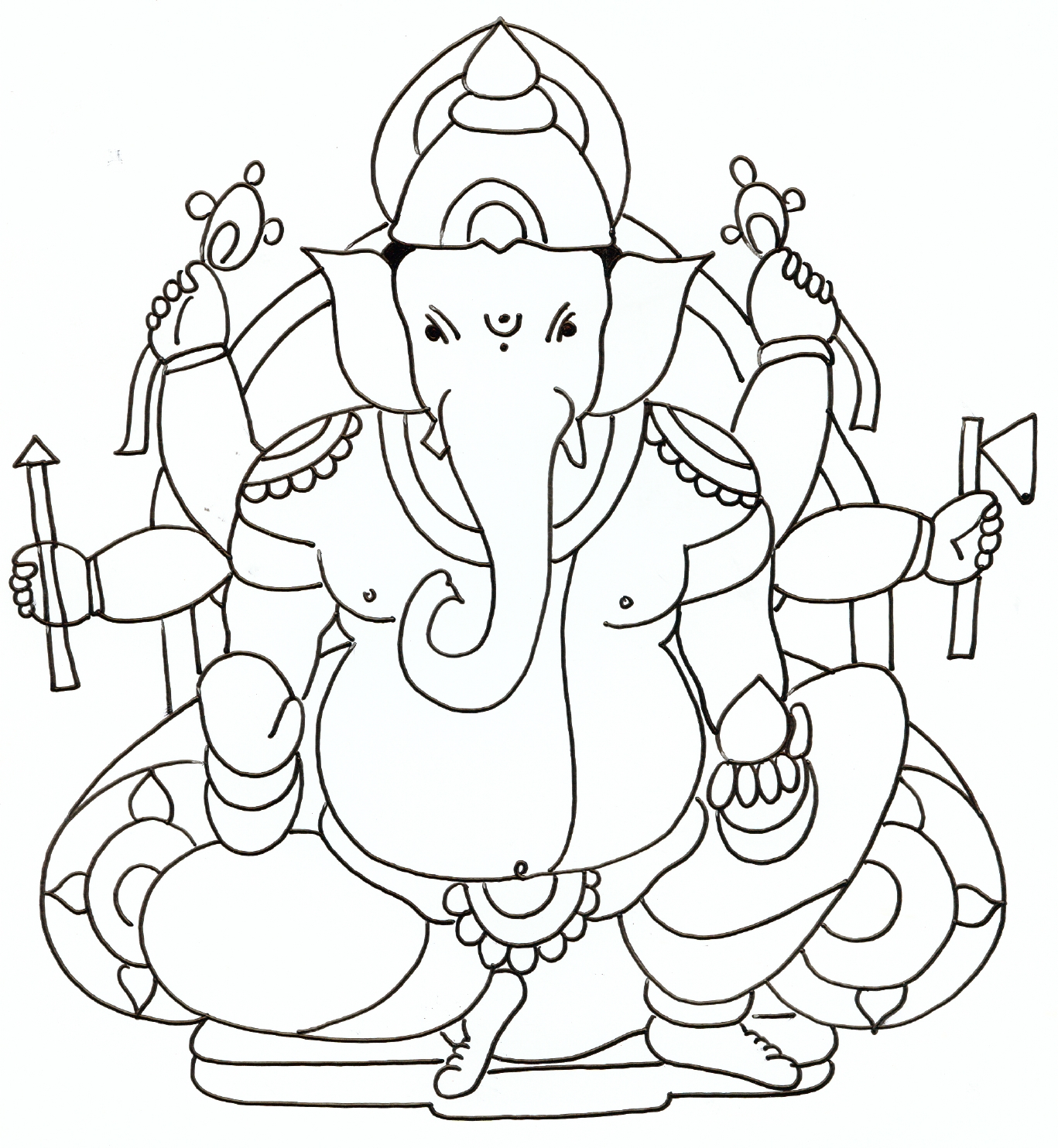 simple ganpati drawing with colour