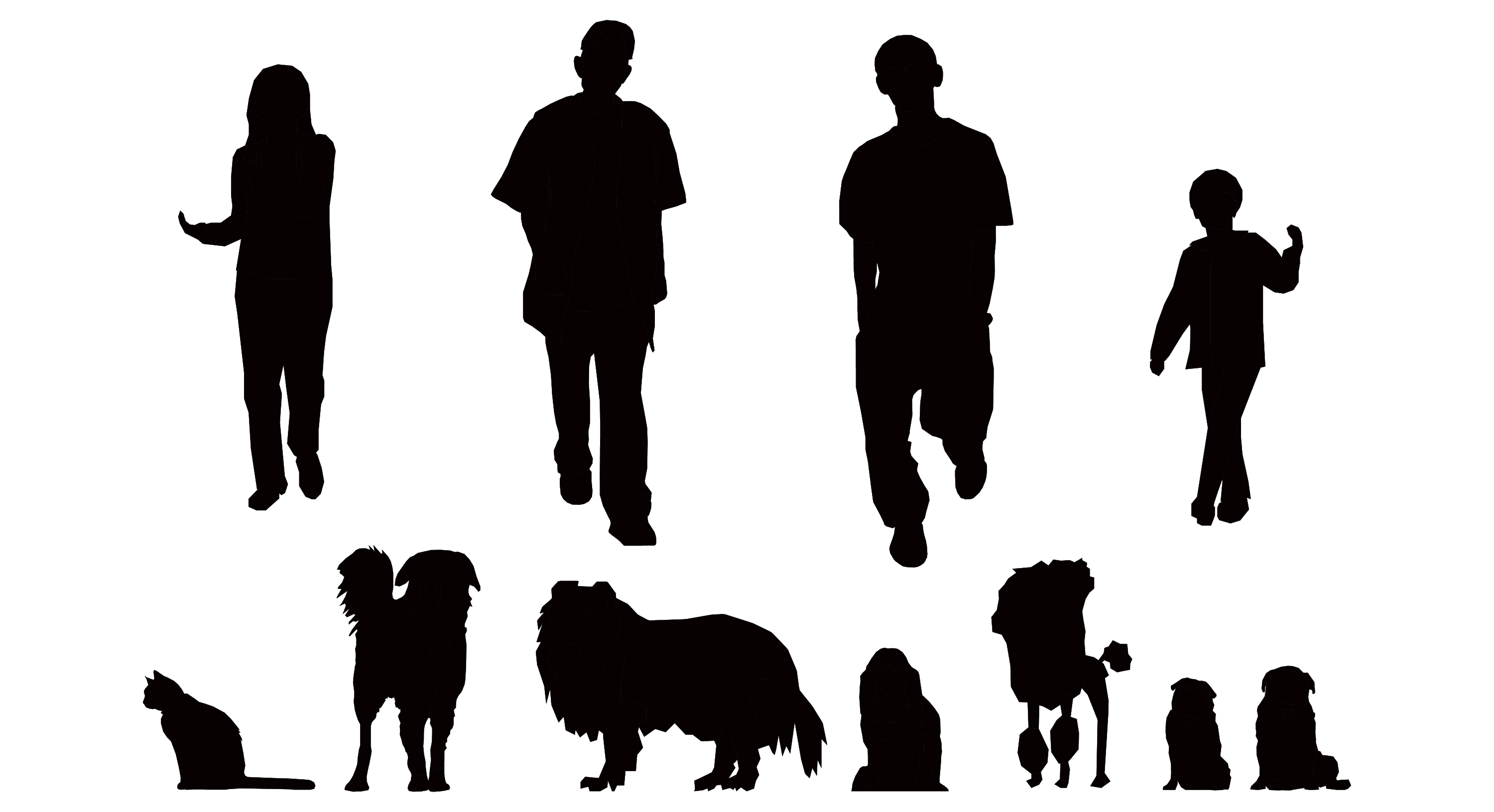 People Walking Dogs Silhouettes Vector Tattoo Page 5