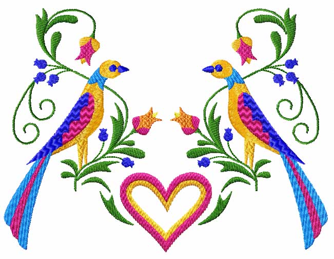 Birds Hearts Flowers 16 Machine Embroidery Designs Set | eBay