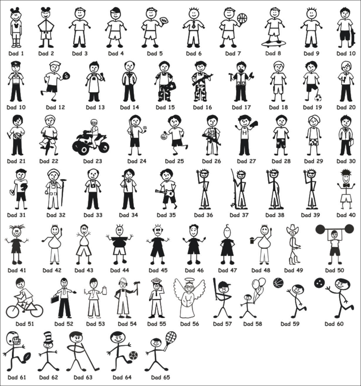 Paper, Party & Kids Funky stick figure 7 Stickers Papercraft