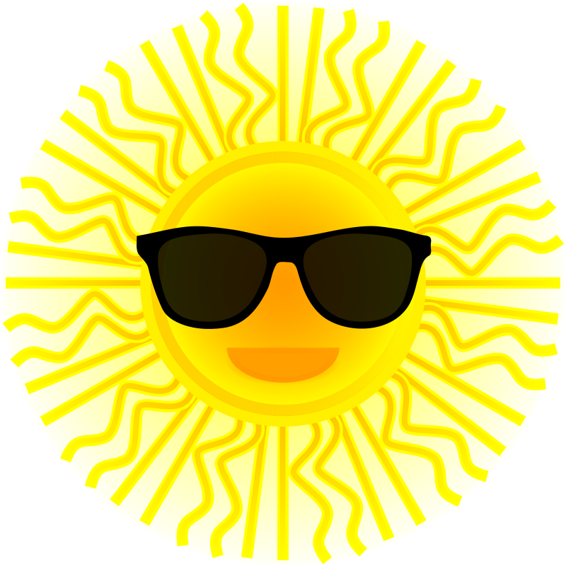 Sun with sunglasses Free Vector 