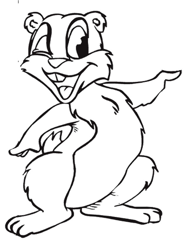 Groundhog Day Coloring Pages : Laughing Happy Groundhog Day 