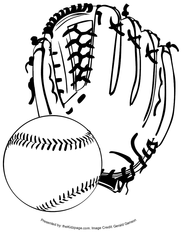 Baseball and Glove - Free Coloring Pages for Kids - Printable 