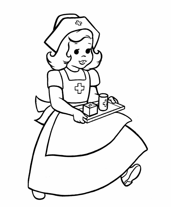 nurse black and white clipart