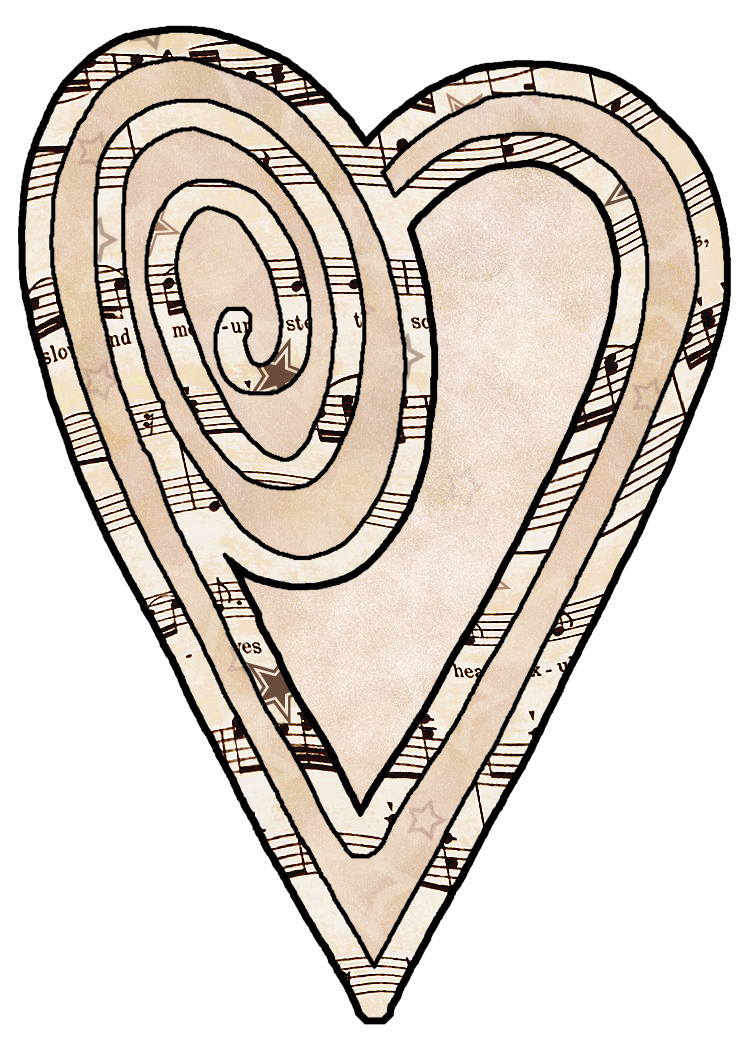 ArtbyJean - Vintage Sheet Music: Decoupage love heart prints 