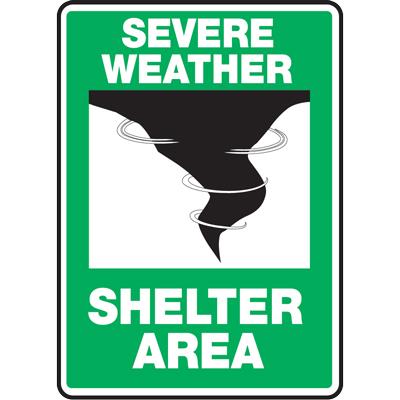 NS� Signs Severe Weather Shelter Area with Graphic Safety Sign 