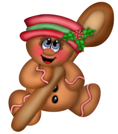 Cute Christmas Gingerbread Ornament with Spoon PNG Clipart