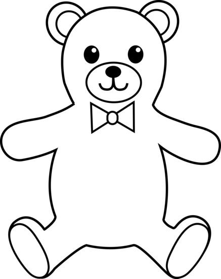 Teddy Bear Colorable Line Art - Free Clip Art