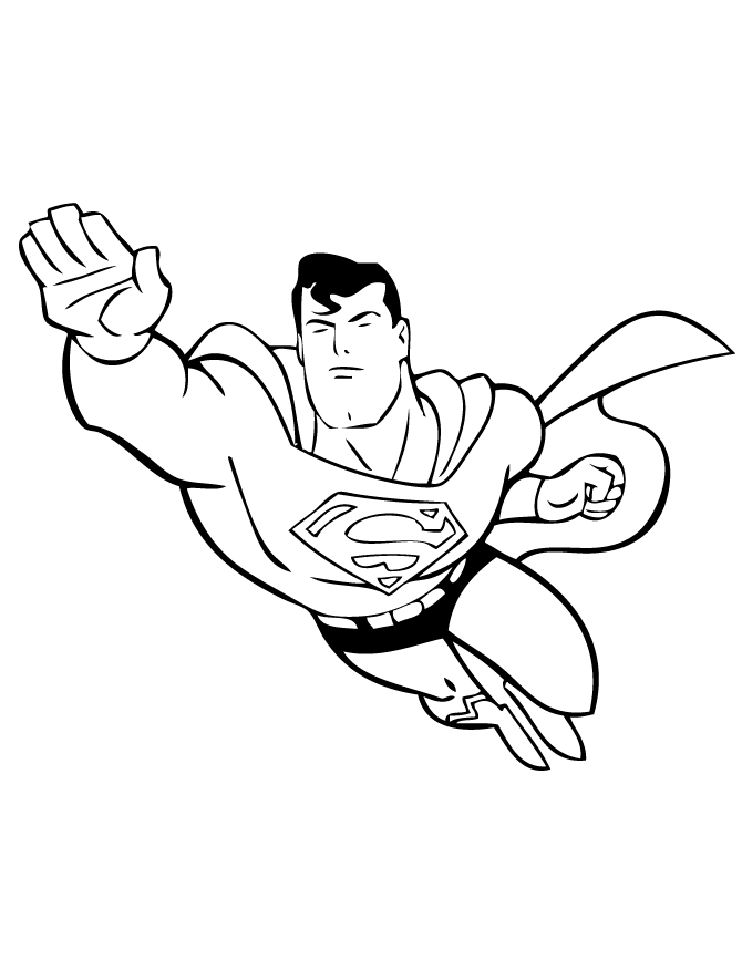Cartoon Superman Flying Coloring Page | Patrones | Clipart library