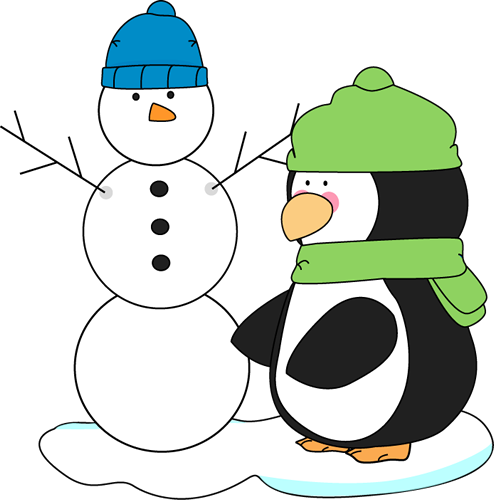 Penguin and Snowman Clip Art - Penguin and Snowman Image