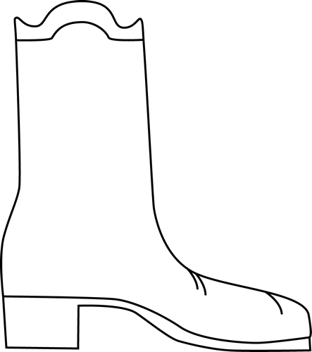 Black and White Cowboy Boot Clip Art - Black and White Cowboy Boot 