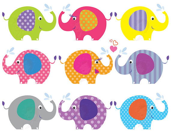 Elephant Clip Art Baby Shower Graphics Animals by MayPLDigitalArt