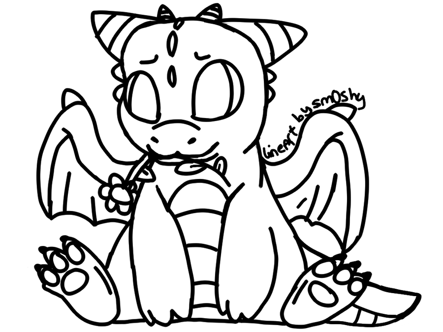 chibi dragon lineart by P0CKYY on Clipart library