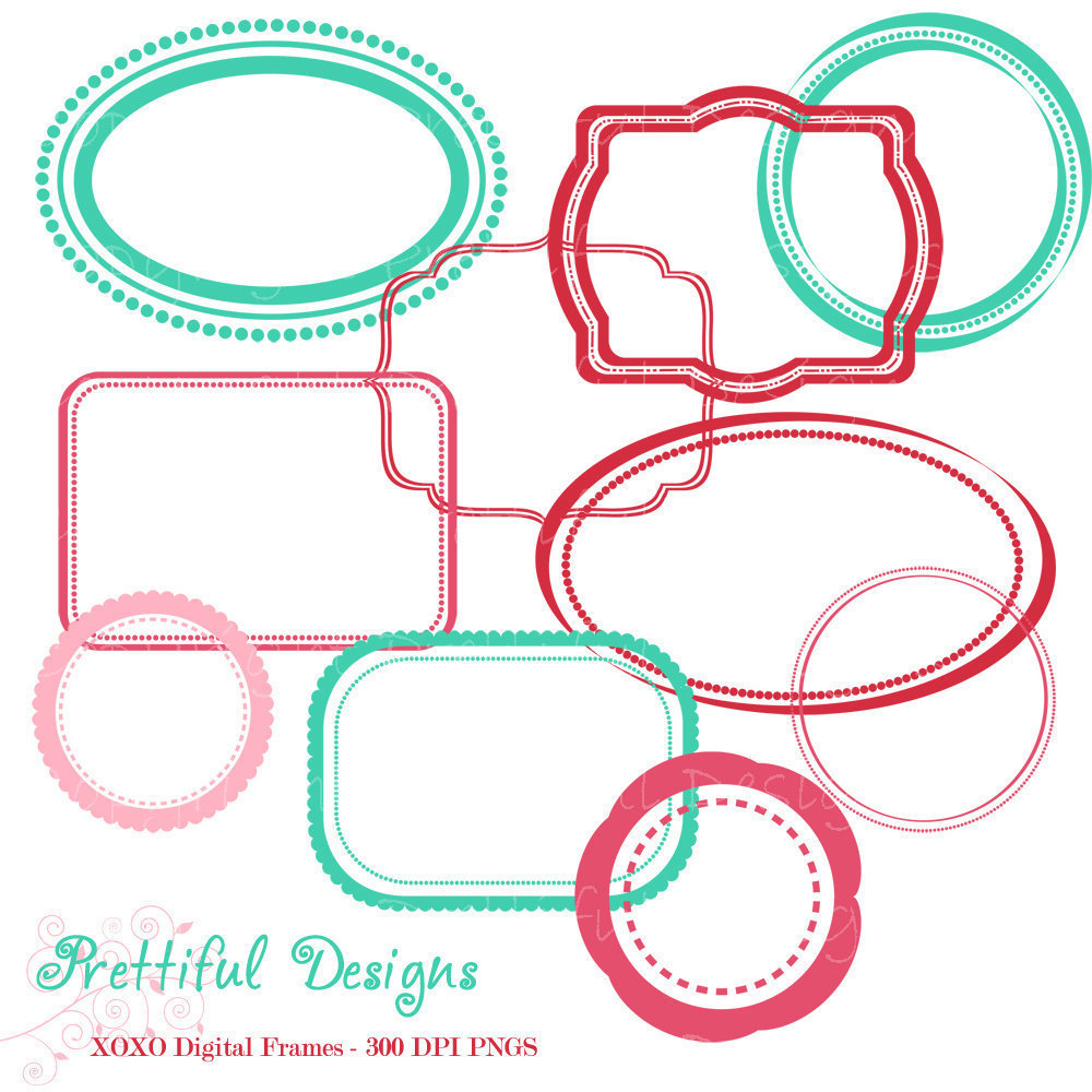 Digital Frames Turquoise Pink Frame Clip Art by PrettifulDesigns
