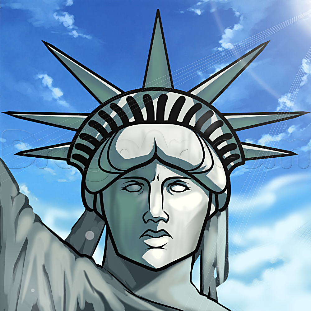 How to Draw Statue of Liberty Face, Step by Step, Monuments 