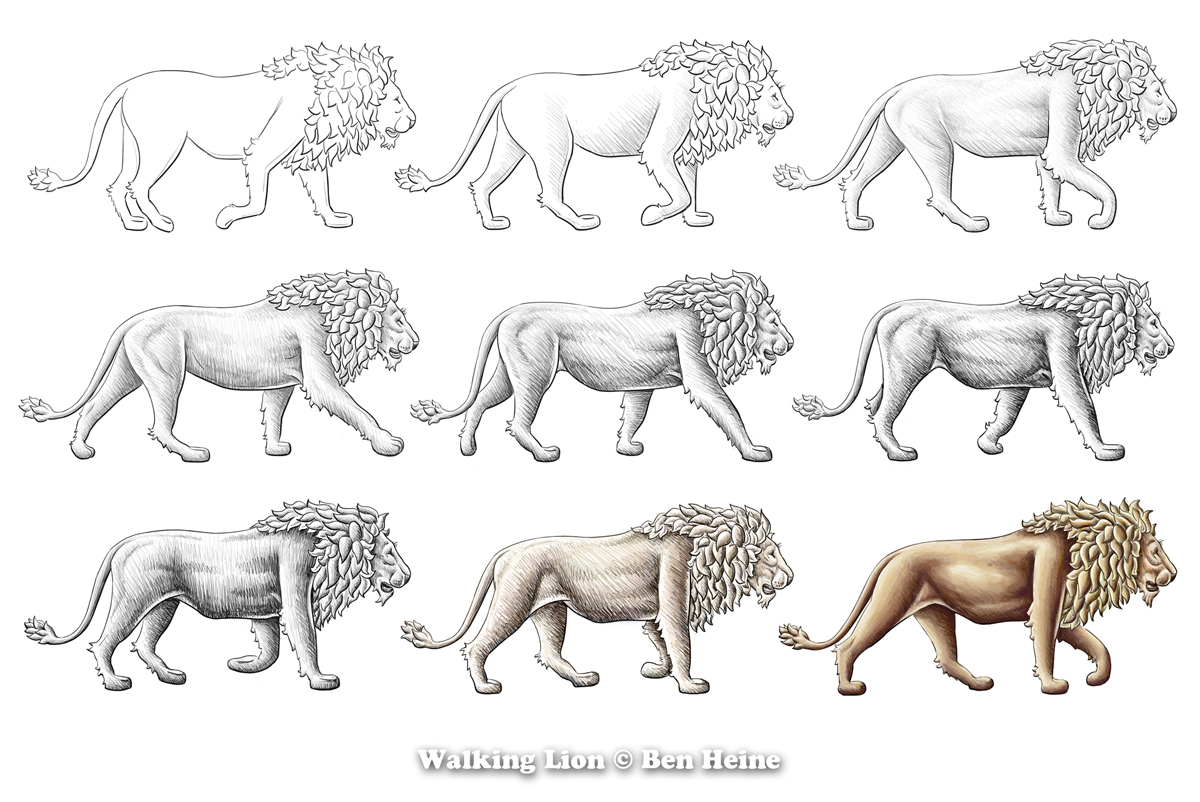 lion walk cycle reference - Clip Art Library